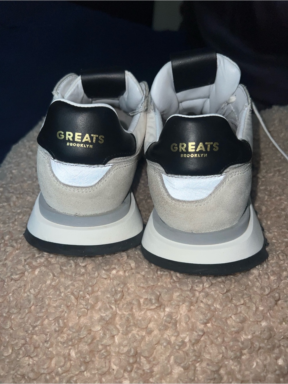Greats White & Light Gray Low-Top Sneaker with Black Tongue Tab - Picture 4 of 6